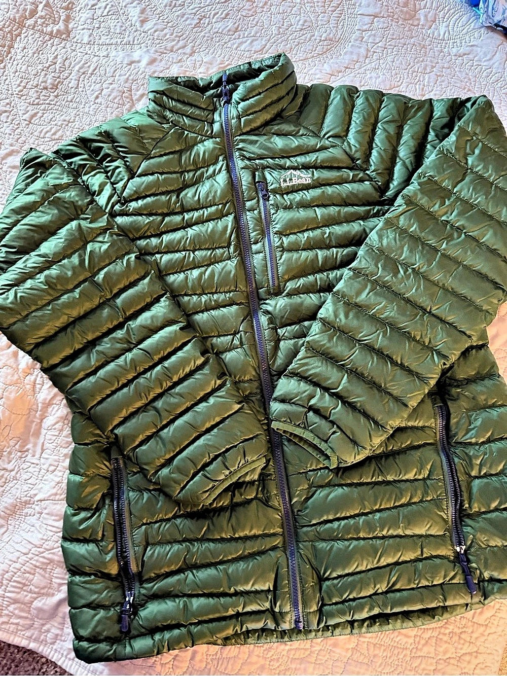 L.L.Bean Puffer Jacket Green & Purple Large